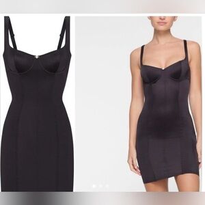 SKIMS Stretch Satin Dress in Onyx